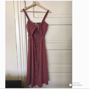 Aritzia pink front tie Adelia Dress